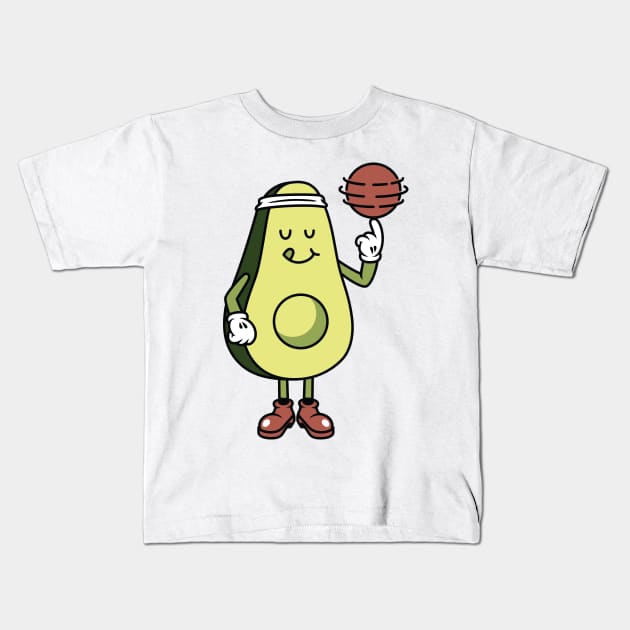 Avocado Playing Ball Kids T-Shirt by quilimo